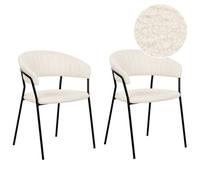 Beliani Set Of 2 Dining Chairs Mariposa Boucle Off-White, White