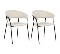 Beliani Set Of 2 Dining Chairs Mariposa Velvet Off-White