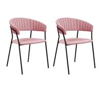 Beliani Set Of 2 Dining Chairs Mariposa Velvet Pink