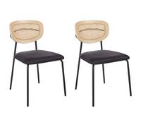 Beliani Set Of 2 Dining Chairs Mayetta Rattan Black