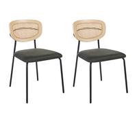 Beliani Set Of 2 Dining Chairs Mayetta Rattan Dark Green