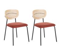 Beliani Set Of 2 Dining Chairs Mayetta Rattan Orange
