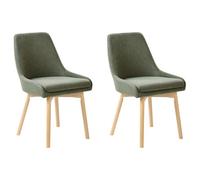 Set of 2 Dining Chairs MELFORT Fabric Dark Green