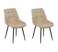 Beliani Set Of 2 Dining Chairs Melrose Faux Leather Beige