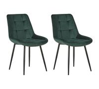 Beliani Set Of 2 Dining Chairs Melrose Velvet Dark Green