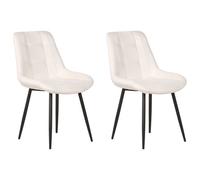 Beliani Set Of 2 Dining Chairs Melrose Velvet Off-White