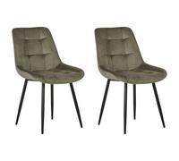 Beliani Set Of 2 Dining Chairs Melrose Velvet Olive Green