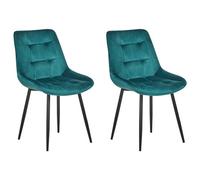 Beliani Set Of 2 Dining Chairs Melrose Velvet Turquoise