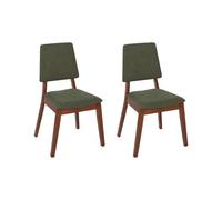 Set of 2 Dining Chairs MERRILL Wood Dark Green
