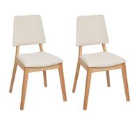 Set of 2 Dining Chairs MERRILL Wood Light Beige