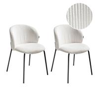 Set of 2 Dining Chairs MILES Corduroy Off-White