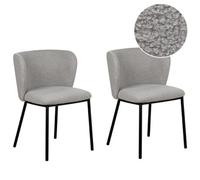 Beliani Set Of 2 Dining Chairs Mina Boucle Grey