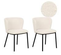 Set of 2 Dining Chairs MINA Boucle Off-White