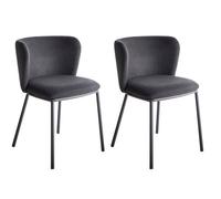 Beliani Set Of 2 Dining Chairs Mina Fabric Black