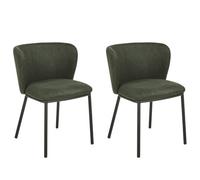 Beliani Set Of 2 Dining Chairs Mina Fabric Dark Green