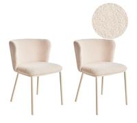 Beliani Set Of 2 Dining Chairs Mina Ii Boucle Light Beige