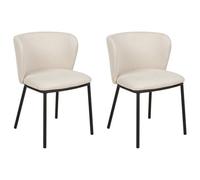 Beliani Set Of 2 Dining Chairs Mina Off-white, White