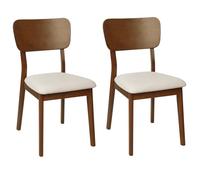 Beliani Set of 2 Dining Chairs MINIER Wood Dark Brown/ Beige, Brown