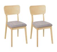 Set of 2 Dining Chairs MINIER Wood Light Brown/ Grey