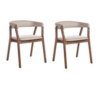 Set of 2 Dining Chairs MYLO Fabric Dark Brown/ Beige