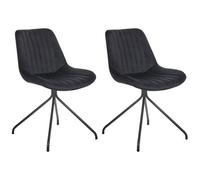 Set of 2 Dining Chairs NAVASOTA Velvet Black