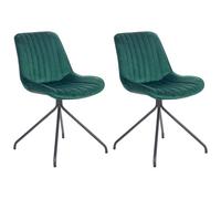Beliani Set Of 2 Dining Chairs Navasota Velvet Emerald Green