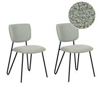 Beliani Set Of 2 Dining Chairs Nelko Boucle Light Green