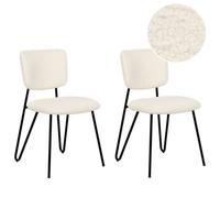 Beliani Set Of 2 Dining Chairs Nelko Boucle Off-White, White