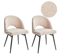 Set of 2 Dining Chairs ONAGA Boucle Beige