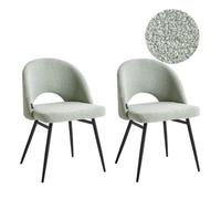 Beliani Set Of 2 Dining Chairs Onaga Boucle Light Green