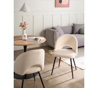 Beliani Set Of 2 Dining Chairs Onaga Boucle White