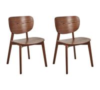Beliani Set Of 2 Dining Chairs Overly Wood Brown Ash Wood