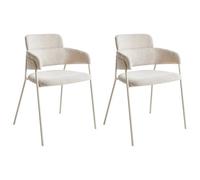 Beliani Set Of 2 Dining Chairs Paonia Chenille Light Beige