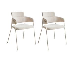 Beliani Set Of 2 Dining Chairs Paonia Chenille Light Beige