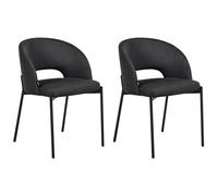 Beliani Set Of 2 Dining Chairs Penny Fabric Black