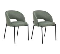 Set of 2 Dining Chairs PENNY Fabric Dark Green