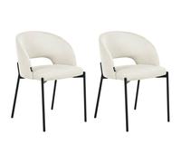 Beliani Set Of 2 Dining Chairs Penny Fabric Light Beige