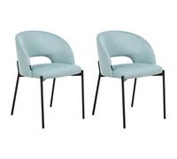 Beliani Set Of 2 Dining Chairs Penny Fabric Light Blue