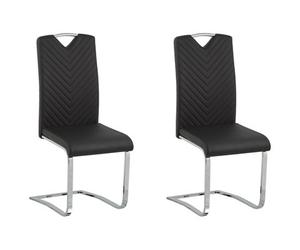 Beliani Set Of 2 Dining Chairs Picknes Faux Leather Black