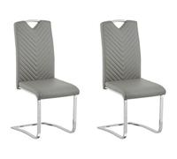 Beliani Set Of 2 Dining Chairs Picknes Faux Leather Light Grey