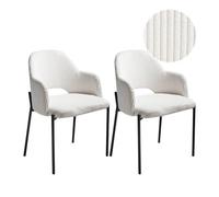 Beliani Set Of 2 Dining Chairs Raton Corduroy Off-White