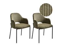 Beliani Set Of 2 Dining Chairs Raton Corduroy Olive Green