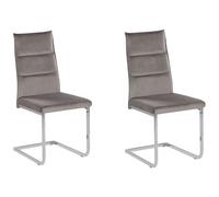 Beliani Set Of 2 Dining Chairs Rockford Velvet Grey