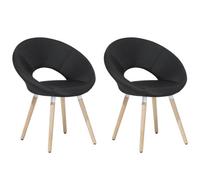 Beliani Set Of 2 Dining Chairs Roslyn Fabric Black