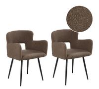 Beliani Set Of 2 Dining Chairs Sanilac Boucle Brown