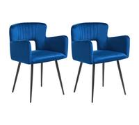 Beliani Set Of 2 Dining Chairs Sanilac Velvet Navy Blue
