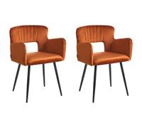 Beliani Set Of 2 Dining Chairs Sanilac Velvet Orange