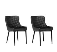 Set of 2 Dining Chairs SOLANO Faux Leather Black