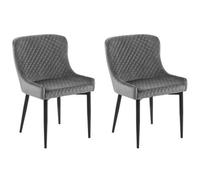 Beliani Set Of 2 Dining Chairs Solano Velvet Grey, Grey