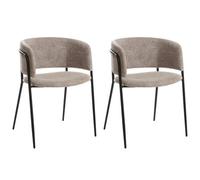 Beliani Set Of 2 Dining Chairs Springer Chenille Taupe